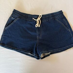 Project Indigo Denim Shorts | Elastic Waist Pull On | Dark Wash | Size L